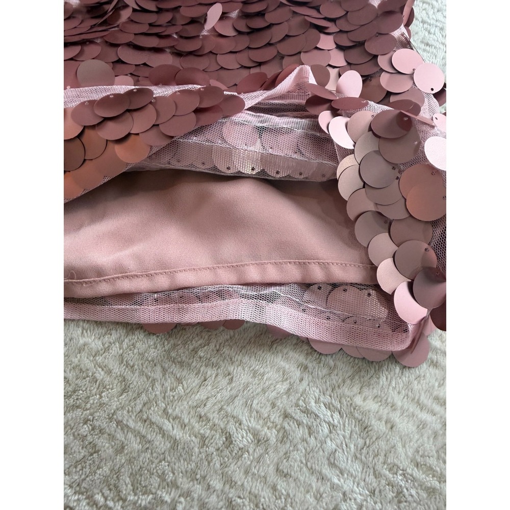 NWT 1.State A-line Mini Skirt Womens XL Metallic Pink Sequin Paillette Lined - Picture 4 of 11